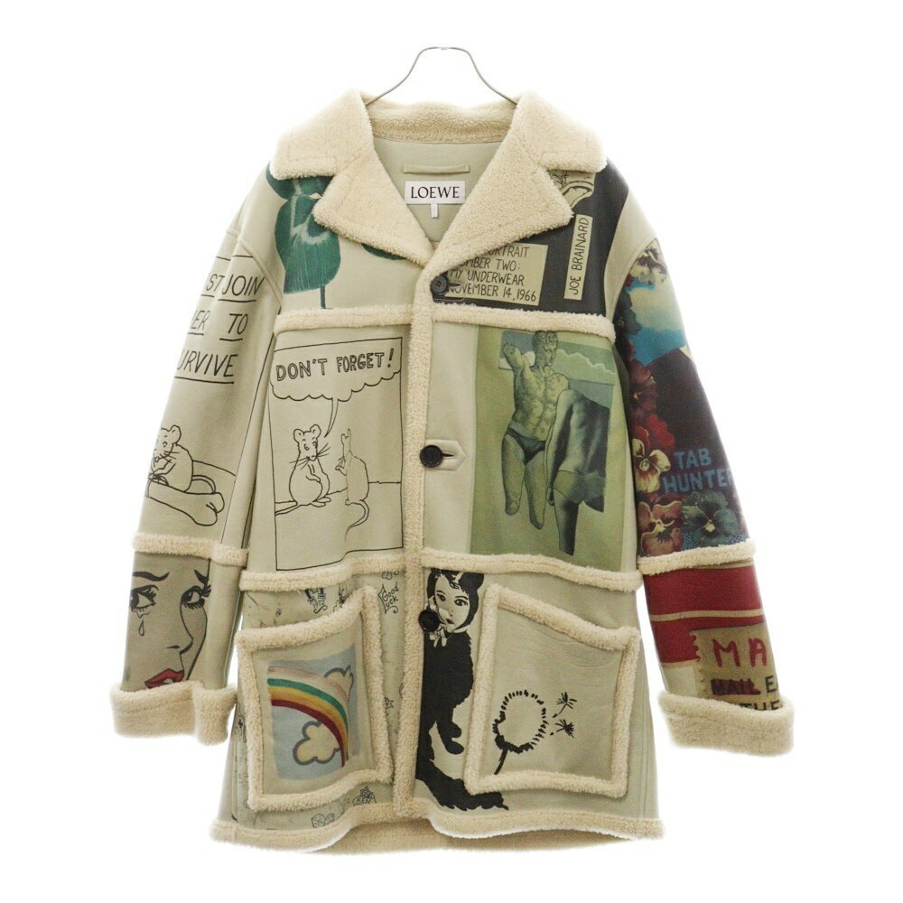 Loewe Joe Brainard Shearling Coat Leather Mouton Multicolor